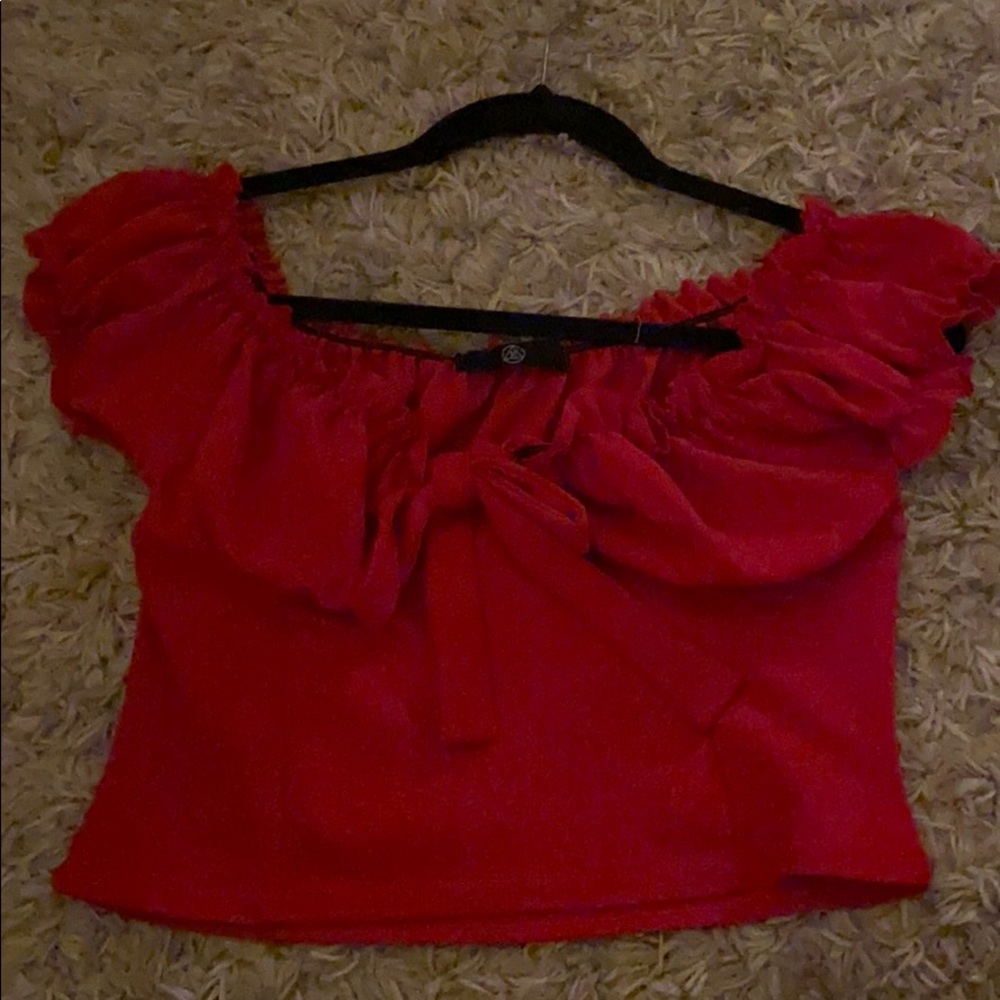 Misguided red off the shoulder top